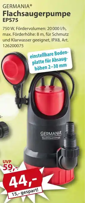 Sonderpreis Baumarkt GERMANIA Flachsaugerpumpe EPS75 Angebot