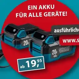 Sonderpreis Baumarkt GERMANIA EIN AKKU FÜR ALLE GERÄTE! Angebot