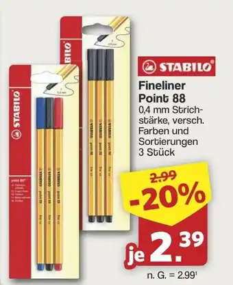 Famila Nord West STABILO Fineliner Point 88 Angebot