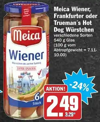 HIT Ullrich Meica Wiener Frankfurter oder Trueman's Hot Dog Würstchen 540g Angebot