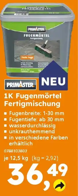 Globus Baumarkt PRIMASTER 1K Fugenmörtel Fertigmischung Angebot
