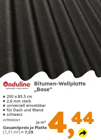 Globus Baumarkt Onduline Bitumen-Wellplatte ,,Base" Angebot