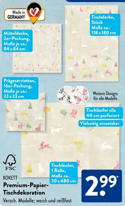 Aldi Süd KOKETT Premium-Papier- Tischdekoration Angebot