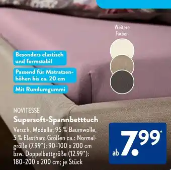 Aldi Süd NOVITESSE Supersoft-Spannbetttuch Angebot