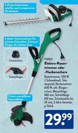 Aldi Süd FERREX Elektro-Rasentrimmer oder -Heckenschere Angebot