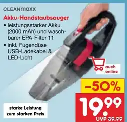 Netto Marken-Discount Clean Maxx Akku-Handstaubsauger Angebot