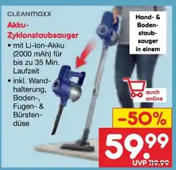 Netto Marken-Discount Clean Maxx Akku-Zyklonstaubsauger Angebot