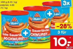 Netto Marken-Discount Metten Dicke Sauerländer Bockwurst Angebot