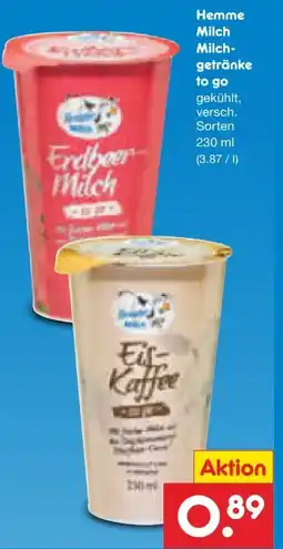Netto Marken-Discount Hemme Milch Milchgetränke to go Angebot