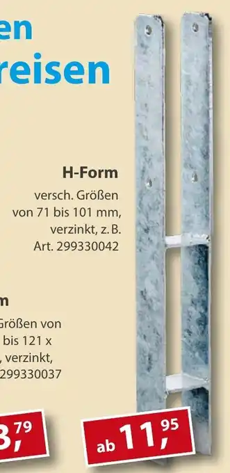 Sonderpreis Baumarkt versch. Pfostenträger H-Form Angebot