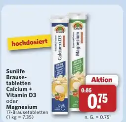 Combi Sunlife brausetabletten calcium + vitamin d3 oder magnesium Angebot