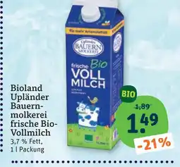 tegut Bioland upländer bauernmolkerei frische bio-vollmilch Angebot