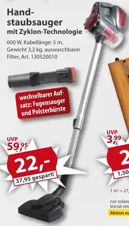 Sonderpreis Baumarkt Handstaubsauger mit Zyklon-Technologie Angebot