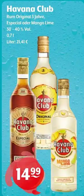 Getränke Hoffmann Havana Club Rum Original 3 Jahre, Especial oder Mango Lime Angebot