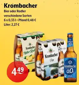 Getränke Hoffmann Krombacher Bier oder Radler Angebot