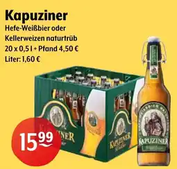 Getränke Hoffmann Kapuziner Hefe-Weißbier oder Kellerweizen naturtrüb Angebot