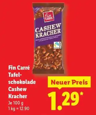 Lidl Fin Carré Tafelschokolade Cashew Kracher Angebot