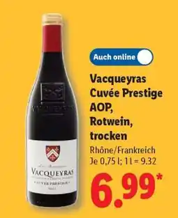 Lidl Vacqueyras Cuvée Prestige AOP, Rotwein, trocken Angebot