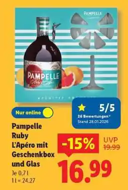 Lidl Pampelle Ruby L'Apéro mit Geschenkbox und Glas Angebot