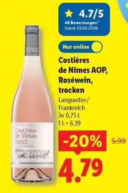 Lidl Costières de Nîmes AOP, Roséwein, trocken Angebot