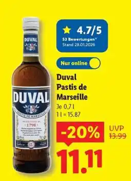Lidl Duval Pastis de Marseille Angebot