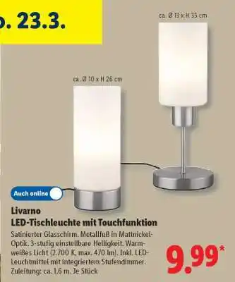Lidl Livarno LED-Tischleuchte mit Touchfunktion Angebot