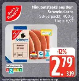 Edeka Minutensteaks aus dem Schweinelachs Angebot