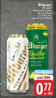 Edeka Bitburger Pils oder Radler naturtrüb Angebot