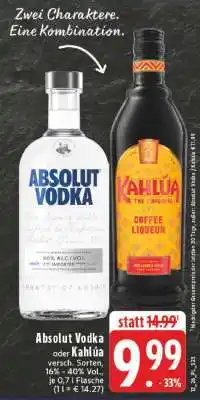 Edeka Absolut Vodka oder Kahlua Angebot
