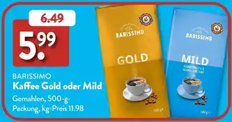 Aldi Süd BARISSIMO Kaffee Gold oder Mild Angebot