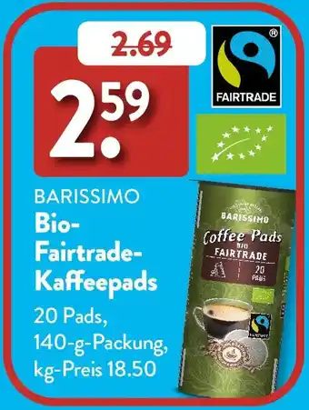 Aldi Süd BARISSIMO Bio Fairtrade Kaffeepads Angebot