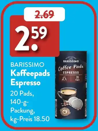 Aldi Süd BARISSIMO Kaffeepads Espresso Angebot