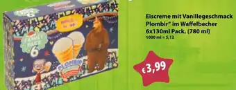 Mix Markt Eiscreme mit Vanillegeschmack Plombir im Waffelbecher Angebot