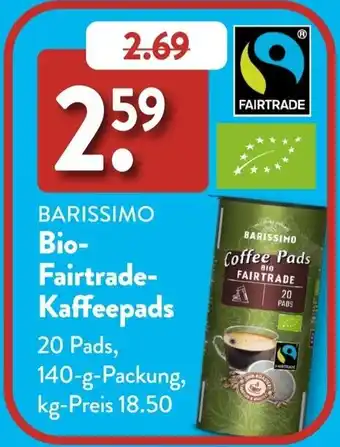 Aldi Süd BARISSIMO Bio Fairtrade Kaffeepads Angebot