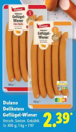 Lidl Dulano Delikatess Geflügel-Wiener Angebot