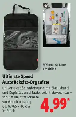 Lidl Ultimate Speed Autorücksitz-Organizer Angebot