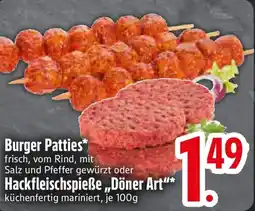 Edeka Burger Patties oder Hackfleischspieẞe,,Döner Art" Angebot