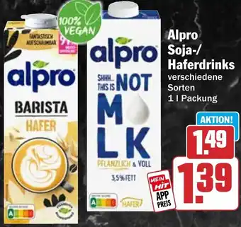 HIT Alpro Soja-/ Haferdrinks Angebot