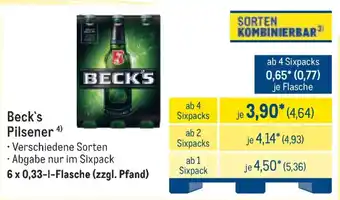 METRO Beck's Pilsener Angebot
