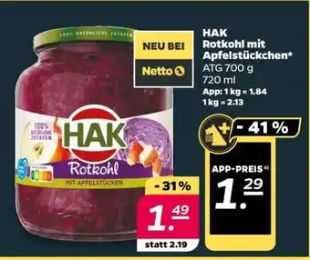 NETTO HAK Rotkohl mit Apfelstückchen Angebot
