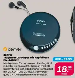 Netto denver Tragbarer CD-Player mit Kopfhörern DM-24MK2 Angebot