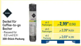 METRO RIOBA Deckel für Coffee-to-go Becher Angebot