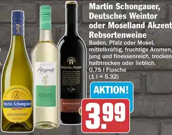 HIT Martin Schongauer, Deutsches Weintor oder Moselland Akzente Rebsortenweine Angebot