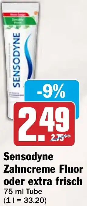 HIT Sensodyne Zahncreme Fluor oder extra frisch Angebot