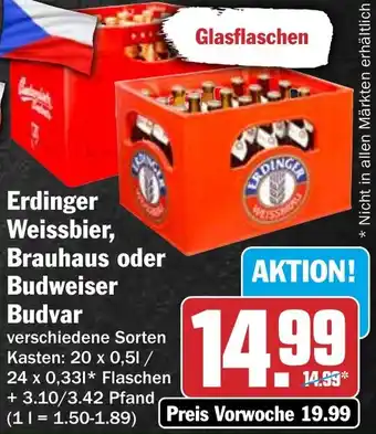 HIT Erdinger Weissbier, Brauhaus oder Budweiser Budvar Angebot