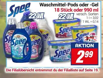Spee Waschmittel-Pods oder -Gel Angebot bei CENTERSHOP