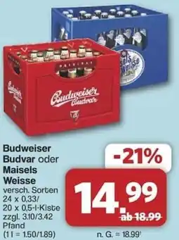 Famila Nord Ost Budweiser Budvar oder Maisels Weisse versch. Sorten Angebot