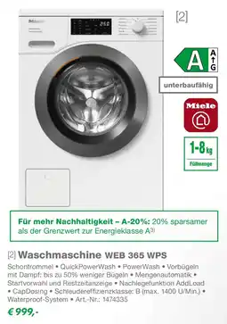 EP Miele Waschmaschine WEB 365 WPS Angebot