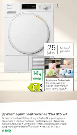 EP Miele Wärmepumpentrockner TWA 520 WP Angebot