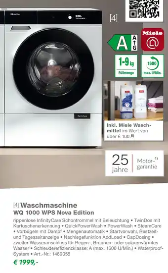 EP Miele Waschmaschine WQ 1000 WPS Nova Edition Angebot
